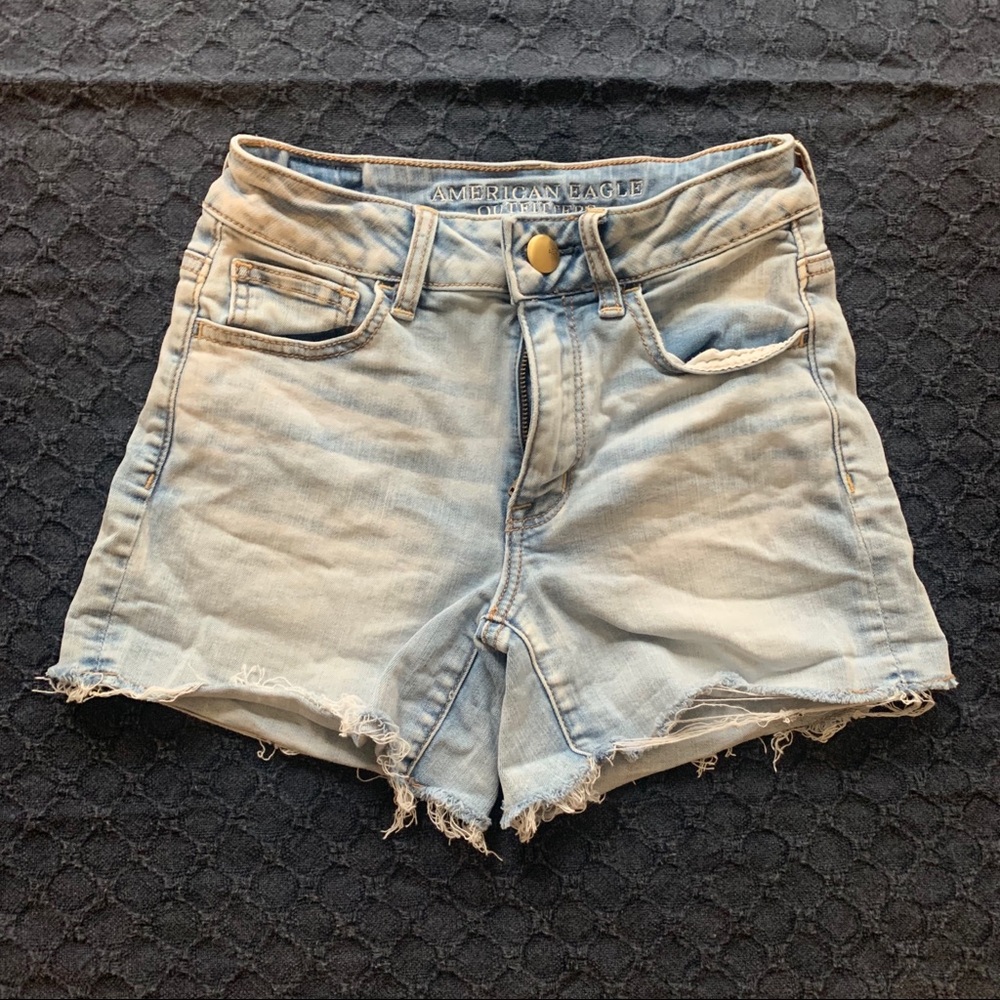 American Eagle light wash high waisted shorts